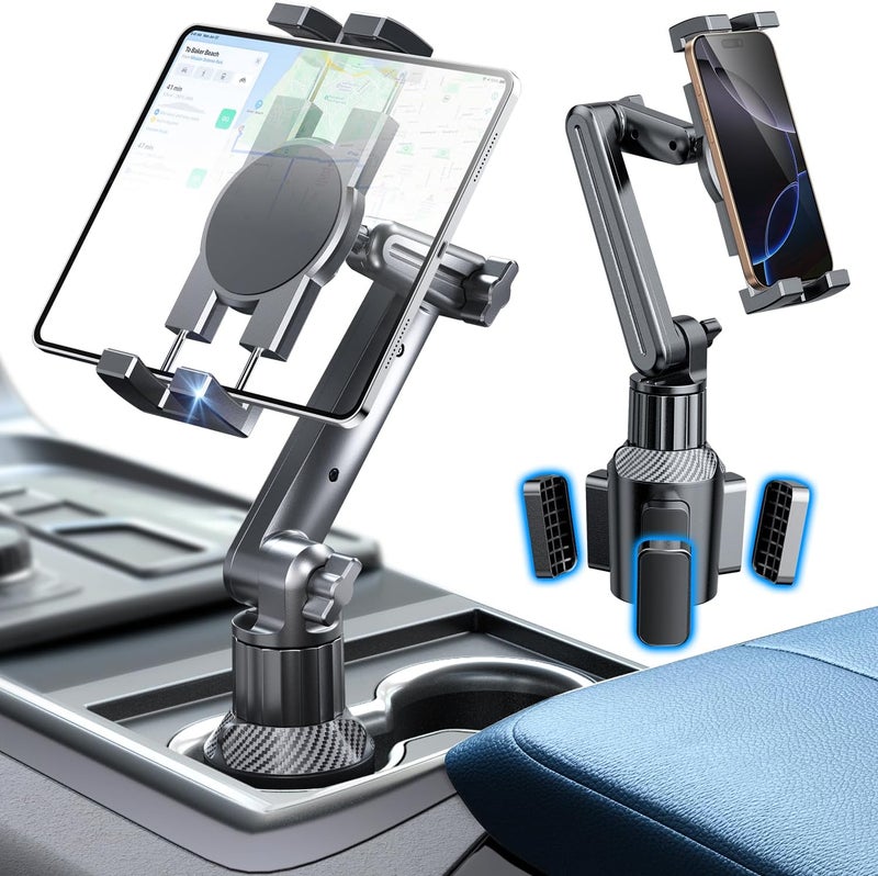 eSamcore Cup Holder Tablet Mount for Truck, Car Tablet Holder with Adjustable 15" Height 360° Rotation Stand, 0.9" Depth Clamp Fit for iPad Air/Pro/Mini 4.7"-12.9" Foldable Phone iPhone - Image 1